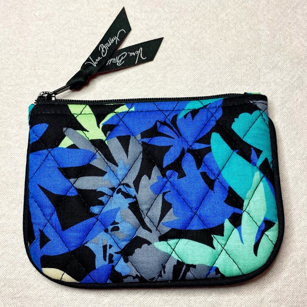 Vera Bradley Blue ‘ Camo Floral ‘ Pattern With Leopard Lining Coin Purse NWOT